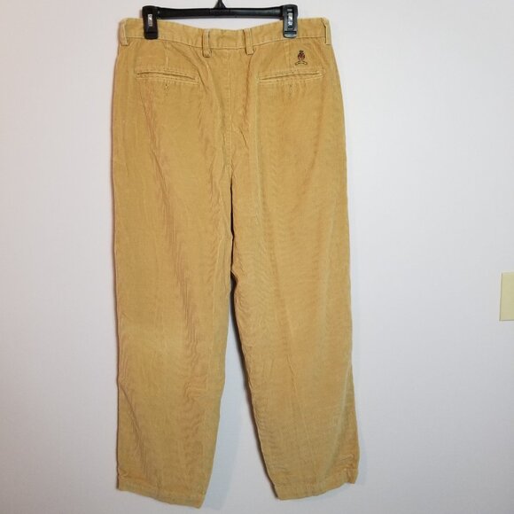 TOMMY HILFIGER Men's Wide Wale Ribbed Pleated Corduroy Pants Tan 34x30 ~ 4531 - Picture 3 of 4